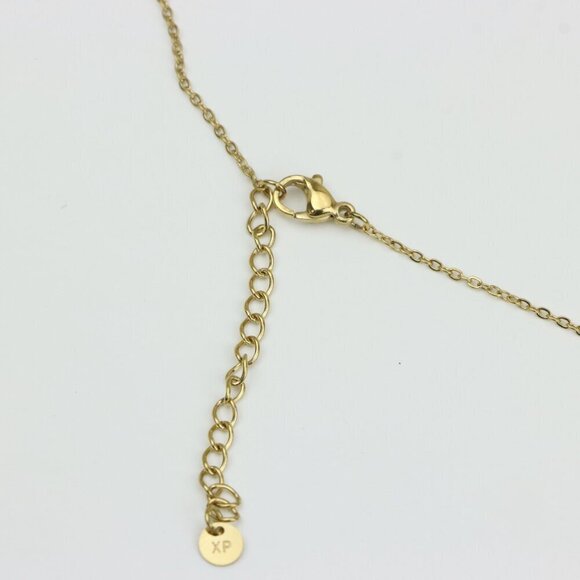 Layered Yellow Necklace with Round and Bar Pendant, Chic Design, XPNL0367 - Picture 4 of 12